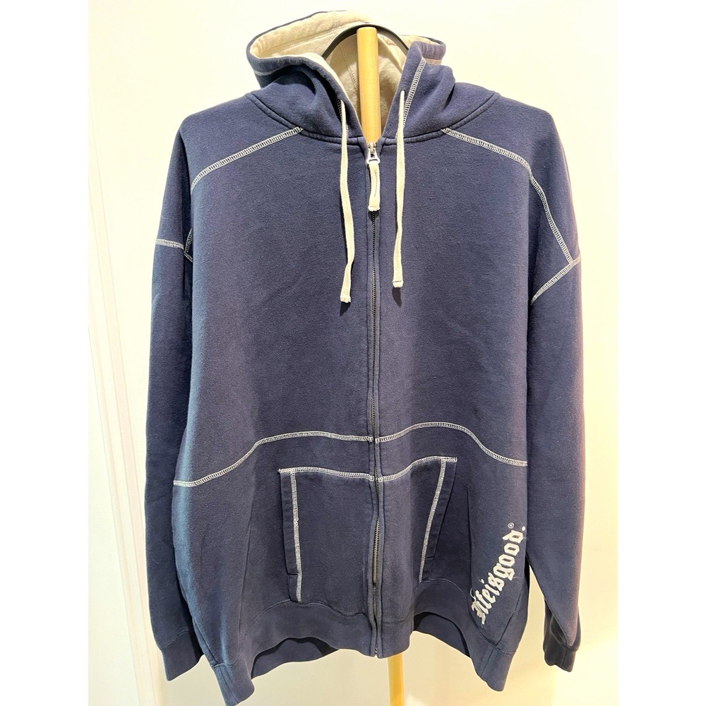 Life is Good Hoodie Mens XL Blue Full Zip Sweatshirt Spell Out Logo Casual